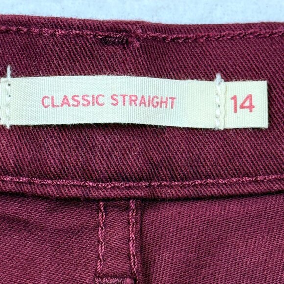 Levi's Womens Classic Straight Mid Rise Stretch Burgundy Denim Jeans Size 14 NWT - Picture 4 of 11